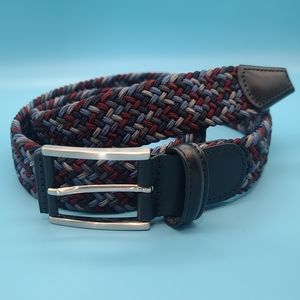 *SOLD* Andersons Braided Stretch Belt Made in Italy Blue/Gray/Maroon Mens